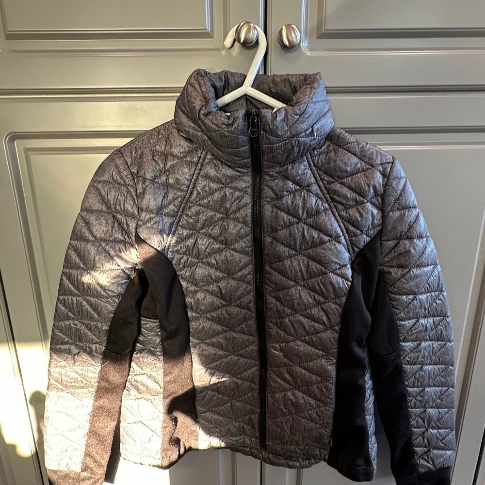 GUESS Grey & Black Puffer Jacket | Size Large | Warm Quilted Winter Coat